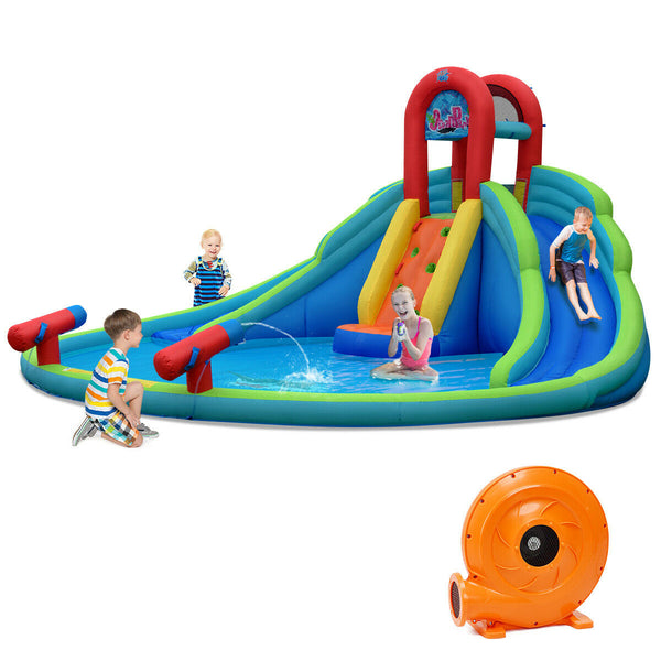 Inflatable Water Slide Bounce House with Mighty Splash Pool for Kids with Blower