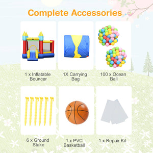 Inflatable Bounce Slide Jumping Castle Without Blower - Heavy-Duty