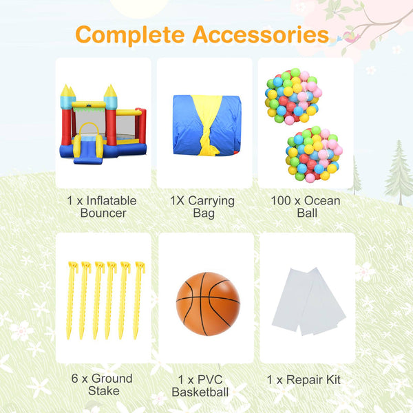 Inflatable Bounce Slide Jumping Castle Without Blower - Heavy-Duty