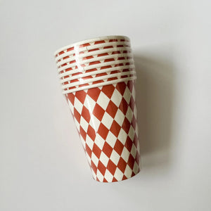 Orange Bavarian Checkered Cups (8pcs)