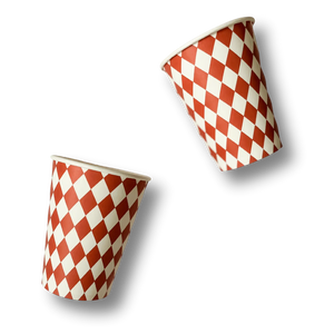 Orange Bavarian Checkered Cups (8pcs)