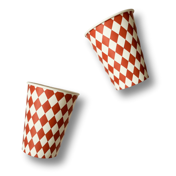 Orange Bavarian Checkered Cups (8pcs)