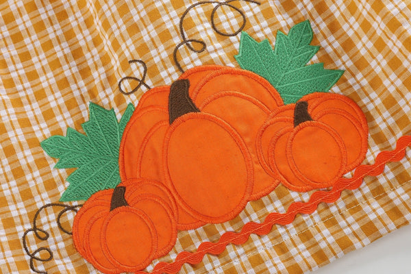 Orange Gingham Pumpkin Yoke Dress