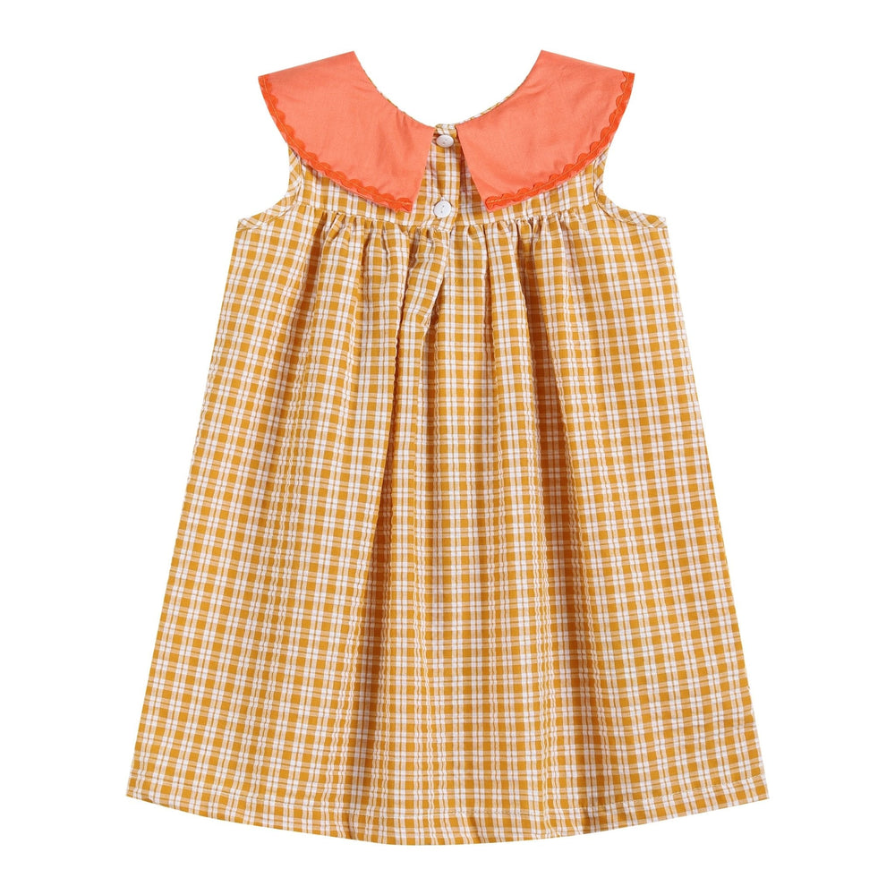 Orange Gingham Pumpkin Yoke Dress