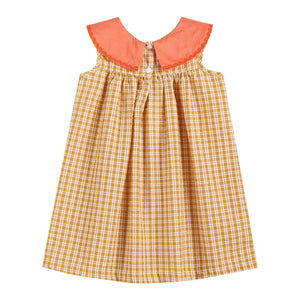 Orange Gingham Pumpkin Yoke Dress