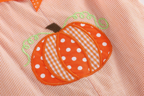 Orange Pinstripe Pumpkin and Bows Playsuit