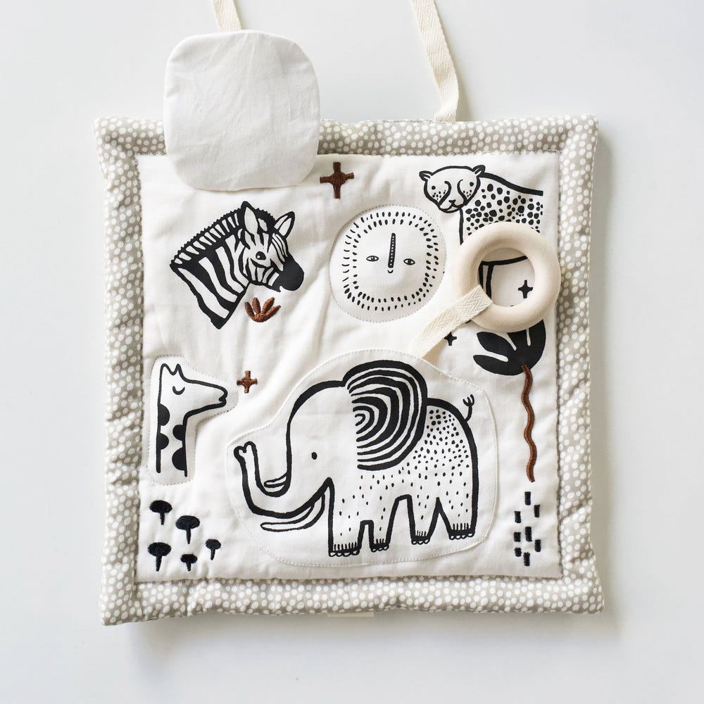 Organic Safari Activity Pad for babies - soft play mat with vibrant animal designs for safe and fun playtime.