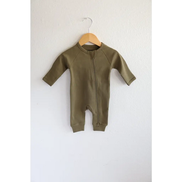 Organic Cotton Baby Sleeper in Olive Green
