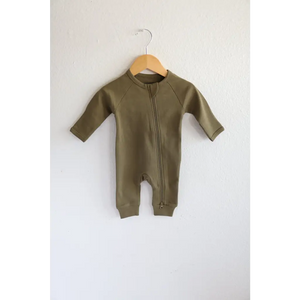 Organic Cotton Baby Sleeper in Olive Green
