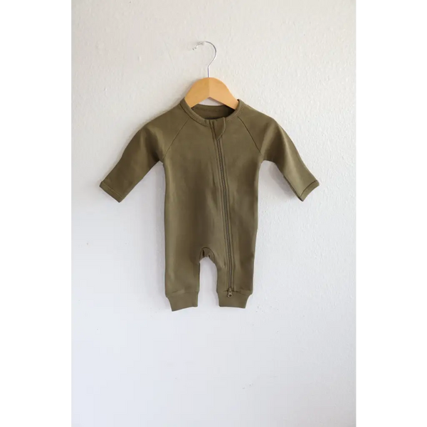 Organic Cotton Baby Sleeper in Olive Green