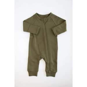 Organic Cotton Baby Sleeper in Olive Green
