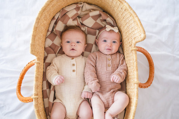 Cream Checkerboard Baby Bodysuit | Organic Cotton