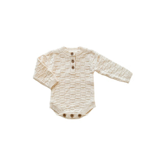 Cream Checkerboard Baby Bodysuit | Organic Cotton