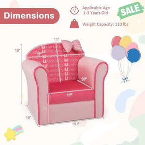 Original Kids Sofa with Armrest and Thick Cushion-Pink Pink Kids Chairs & Seating