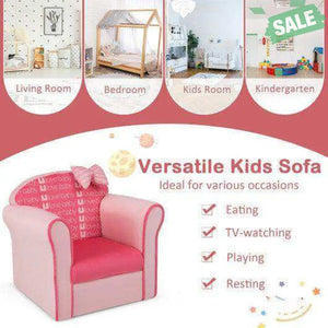 Original Kids Sofa with Armrest and Thick Cushion-Pink Pink Kids Chairs & Seating