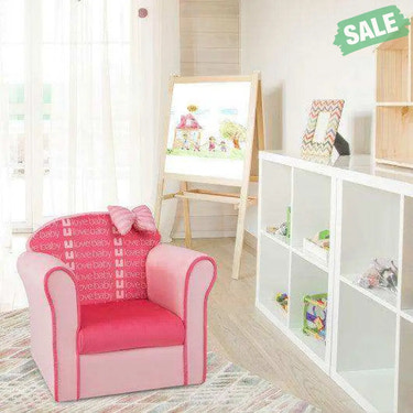 Original Kids Sofa with Armrest and Thick Cushion-Pink Pink Kids Chairs & Seating