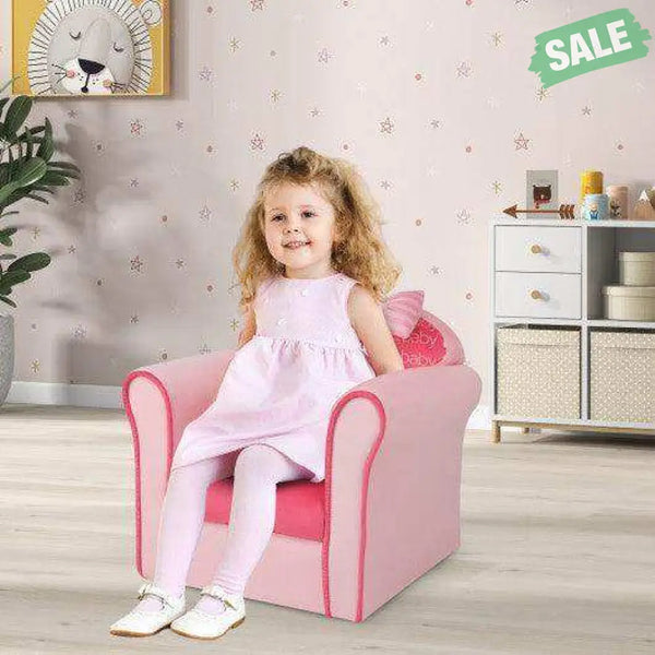 Original Kids Sofa with Armrest and Thick Cushion-Pink Pink Kids Chairs & Seating