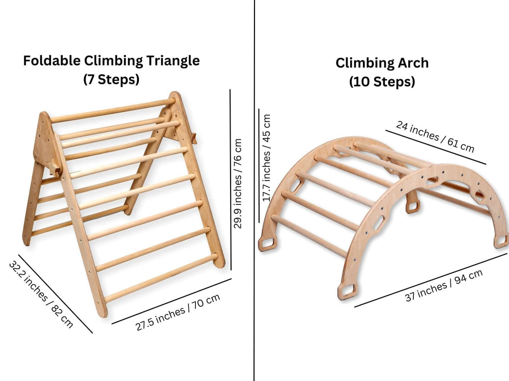 Montessori climbing set 5 pieces for indoor play, featuring climbing arch and rockers for active baby playtime.