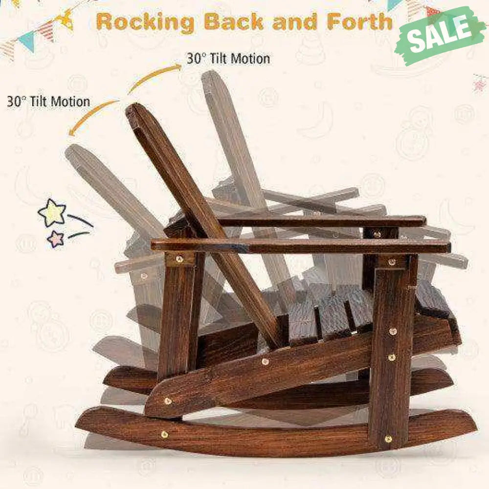 Outdoor Wooden Adirondack Rocking Chair Slatted Seat
