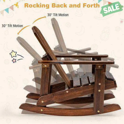 Outdoor Wooden Kid Adirondack Rocking Chair with Slatted Seat-White Coffee Kids Chairs & Seating