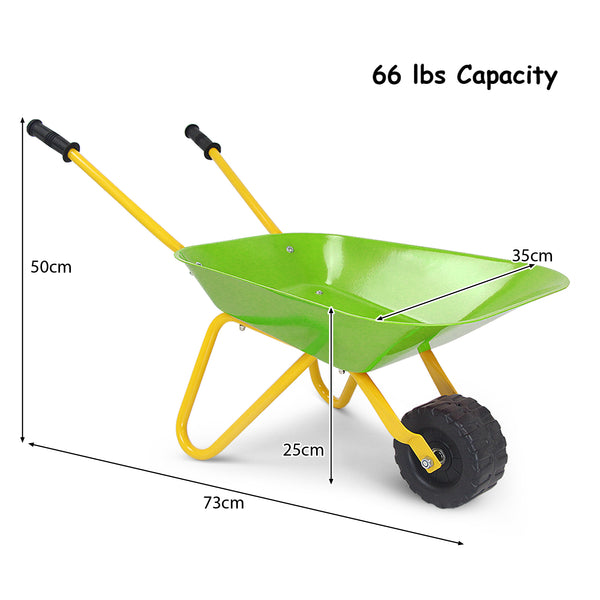 Outdoor Garden Backyard Play Toy Kids Metal Wheelbarrow