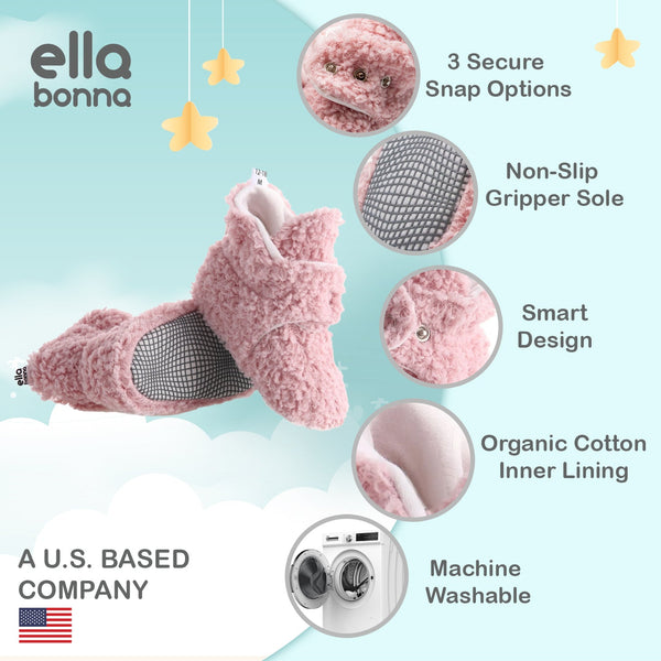 Non-Slip Sole, Organic Cotton Inner Lining,Newborn Shoes ,Tedy Booties, Light Brown Baby Booties
