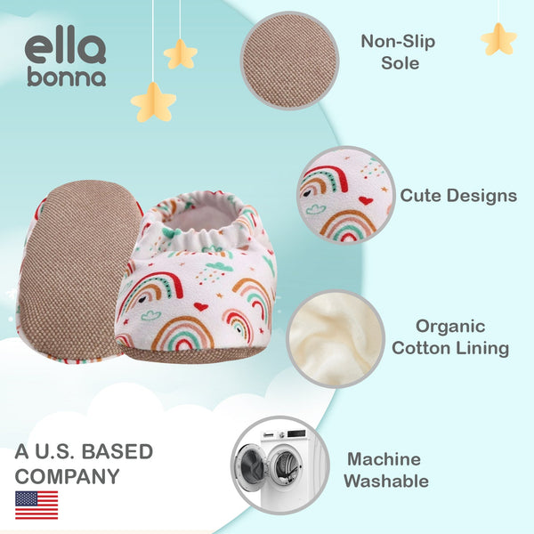 Ella Bonna Non-Slip Sole Colorful Leopard Patterned Baby Booties, Home Boot Slippers Nursery Shoes