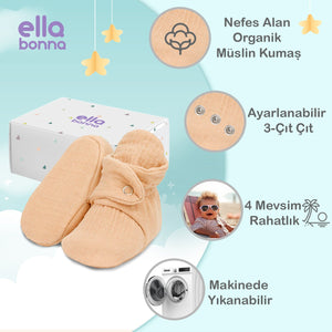 Muslin Stay On Baby Booties Black