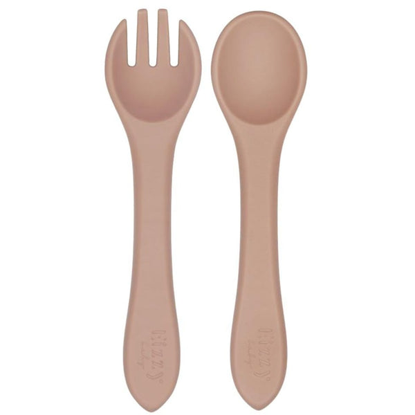 Silicone Spoon and Fork Set (Taupe) - MOOGCO Baby