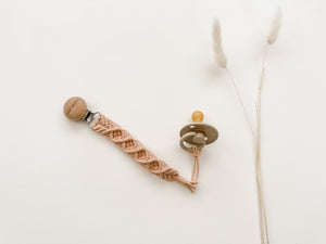 Blush Macrame Pacifier Clip for Babies