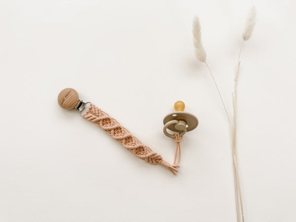 Blush Macrame Pacifier Clip for Babies