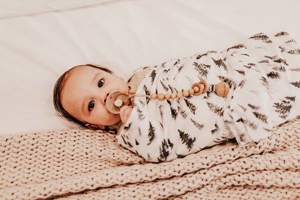 Harp Angel Pacifier Clip & Wood Rattle – 2-in-1 Teether