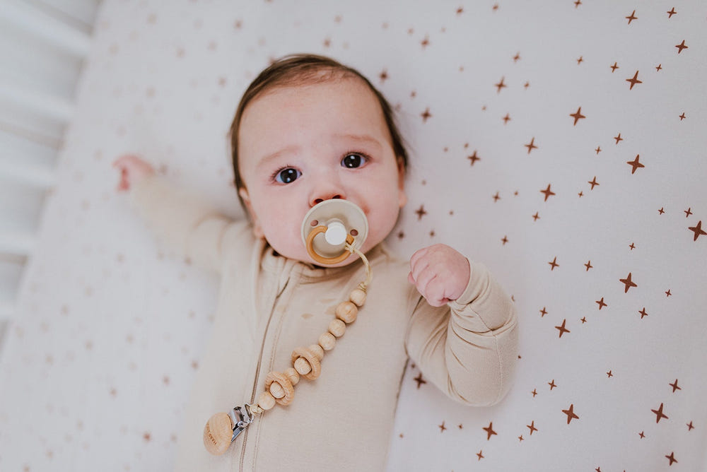 Harp Angel Pacifier Clip & Wood Rattle – 2-in-1 Teether