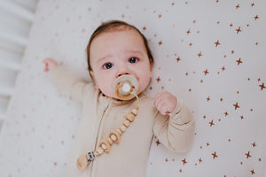 Harp Angel Pacifier Clip & Wood Rattle – 2-in-1 Teether