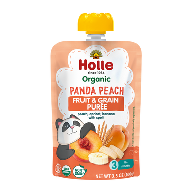 Holle Organic Panda Peach - Fruit & Grain Purée Pouches