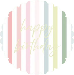 Pastel Striped Happy Birthday Scalloped Plate, 16pcs