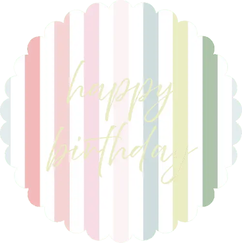 Pastel Striped Happy Birthday Scalloped Plate, 16pcs