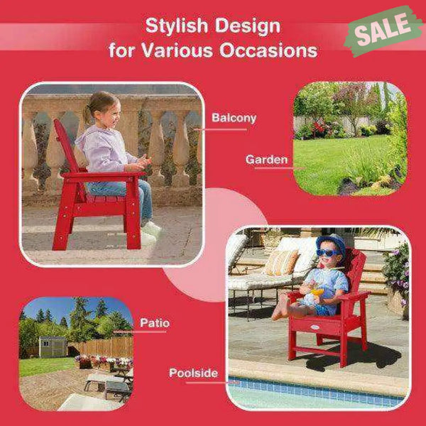 Patio Kids’ Adirondack Chair with Ergonomic Backrest-Blue Blue Kids Chairs & Seating