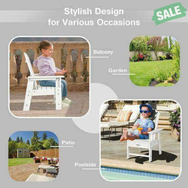 Patio Kids’ Adirondack Chair with Ergonomic Backrest-Blue Blue Kids Chairs & Seating