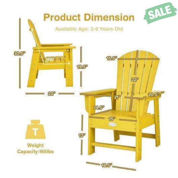 Patio Kids’ Adirondack Chair with Ergonomic Backrest-Blue Blue Kids Chairs & Seating