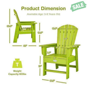 Patio Kids’ Adirondack Chair with Ergonomic Backrest-Blue Blue Kids Chairs & Seating