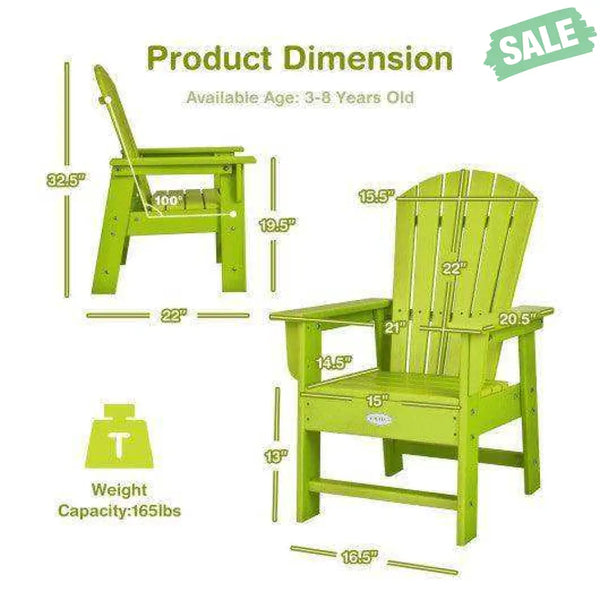 Patio Kids’ Adirondack Chair with Ergonomic Backrest-Blue Blue Kids Chairs & Seating