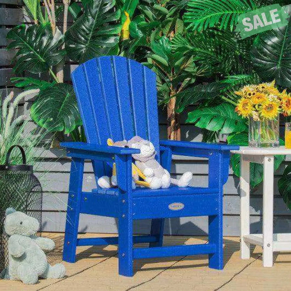 Patio Kids’ Adirondack Chair with Ergonomic Backrest-Blue Blue Kids Chairs & Seating