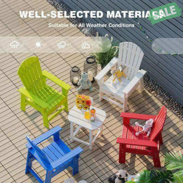 Patio Kids’ Adirondack Chair with Ergonomic Backrest-Blue Blue Kids Chairs & Seating