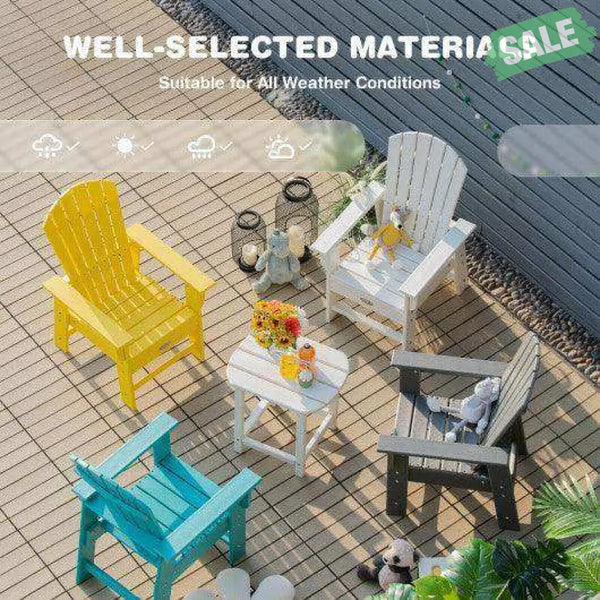 Patio Kids’ Adirondack Chair with Ergonomic Backrest-Blue Blue Kids Chairs & Seating