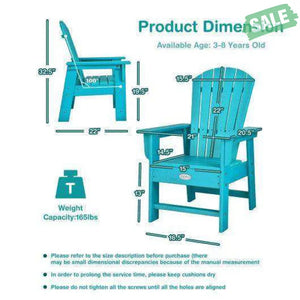 Patio Kids’ Adirondack Chair with Ergonomic Backrest-Blue Blue Kids Chairs & Seating