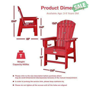 Patio Kids’ Adirondack Chair with Ergonomic Backrest-Blue Blue Kids Chairs & Seating