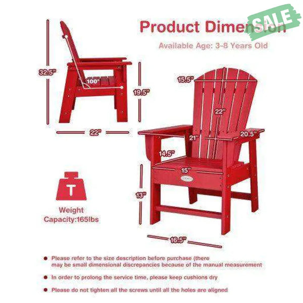 Patio Kids’ Adirondack Chair with Ergonomic Backrest-Blue Blue Kids Chairs & Seating