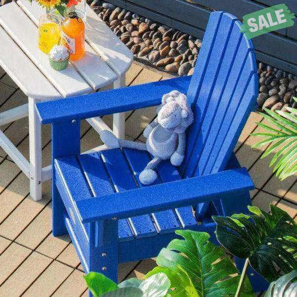 Patio Kids’ Adirondack Chair with Ergonomic Backrest-Blue Blue Kids Chairs & Seating