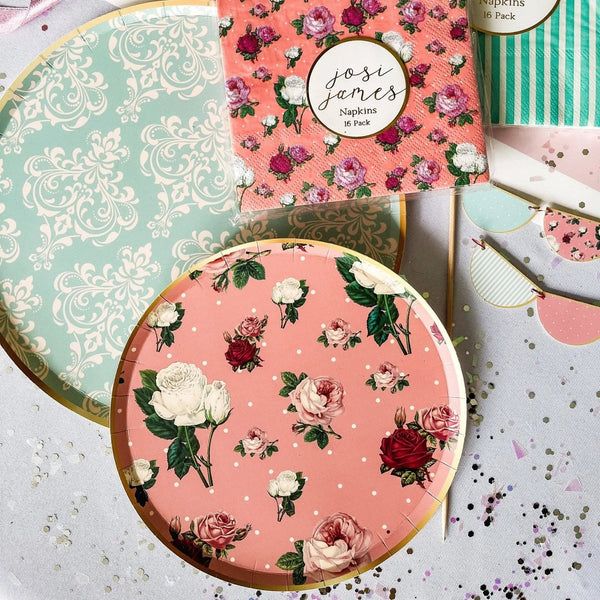 Patisserie Vintage Pink Floral Small Paper Plate (8pcs)